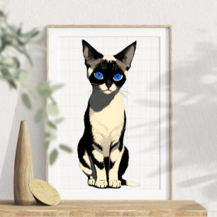 Poster Amoureux des chats Siamese Cat Wall Art Blue-Eyed