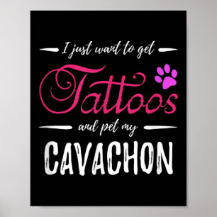 Poster Amoureux des chiens Cavachon Tattoo Funny Chien Ma