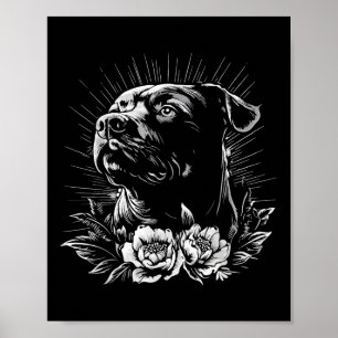 Poster Amoureux des chiens Rottweiler de style tatouage r