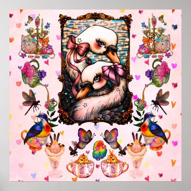 Poster Amoureux des cygnes (Devant)