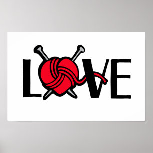 Poster Amoureux des tricoteurs art graphique de tricot
