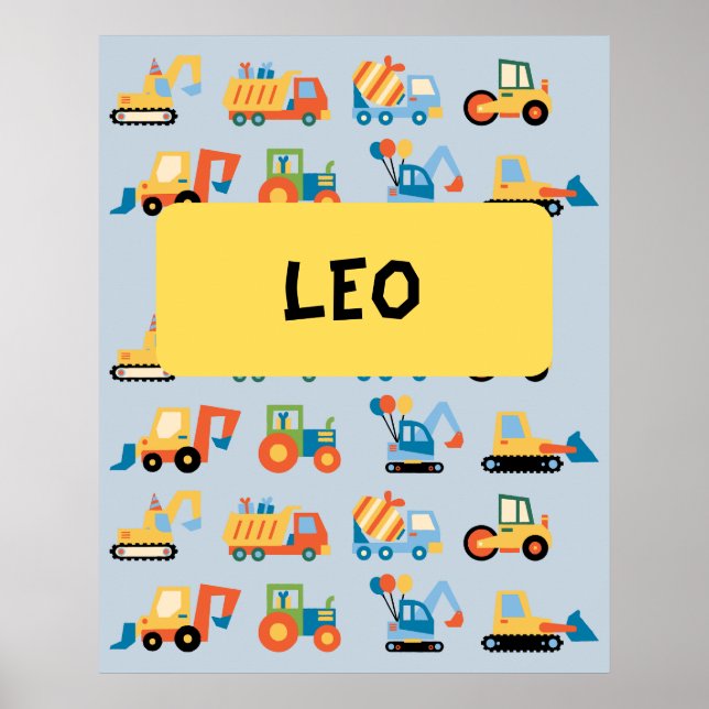 Poster Amoureux des véhicules de construction (Devant)