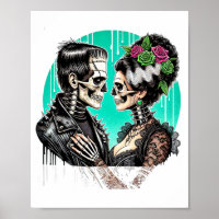 Amoureux d'Halloween squelette de Frankenstein pou