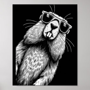 Poster Amoureux drôle de la marmotte Jour de la marmotte