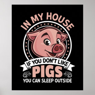 Poster Amoureux du cochon de campagne amusant