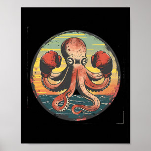 Poster Amoureux du poulpe de boxe créature de mer océan B