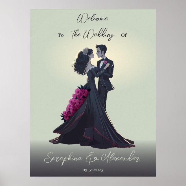 Poster Amoureux romantiques gothiques Mariage élégant Acc (Devant)