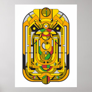 Poster Ampel - Yellow Cyberpunk Géométrique Abstrait