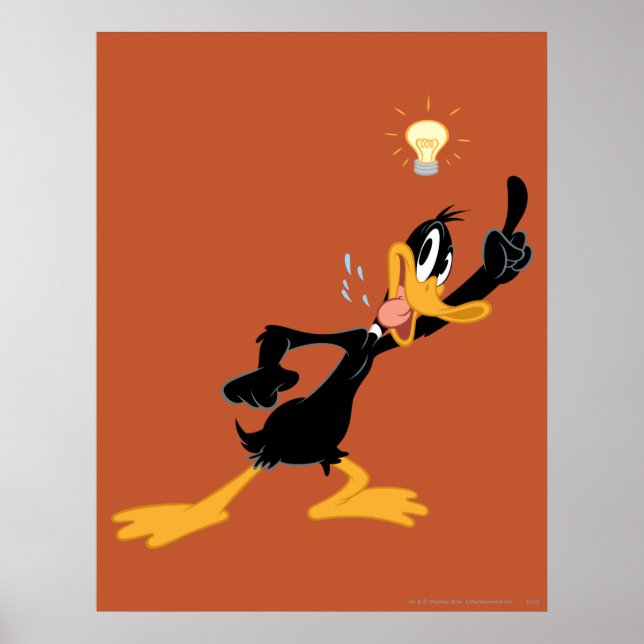 Poster Ampoule au-dessus de la tête de DAFFY DUCK™ (Devant)