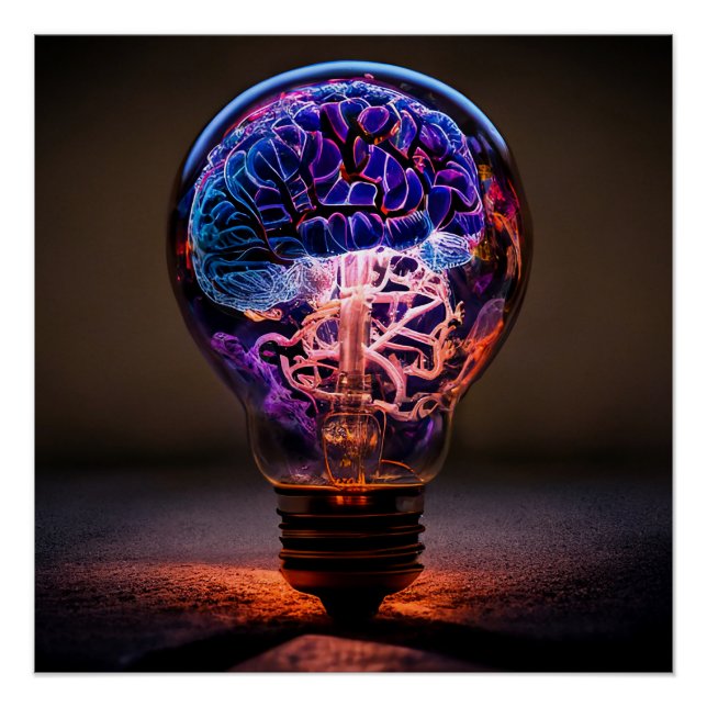 Poster Ampoule électrique du cerveau (Devant)