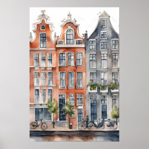 Poster Amsterdam aquarelle