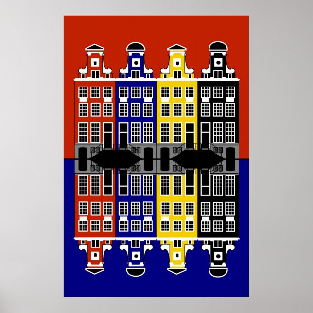 Poster Amsterdam Architecture - Maisons de commerçants (Devant)