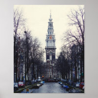 Amsterdam Canal d'hiver Zuiderkerk Church Tower
