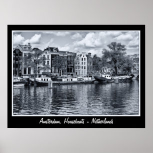 Poster Amsterdam - Pays-Bas, Bateaux-maisons (Affiche)