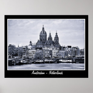 Poster Amsterdam - Pays-Bas, BW Art (Affiche)