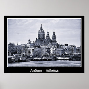 Poster Amsterdam - Pays-Bas, BW Art (Poster)