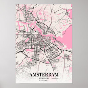 Poster Amsterdam - Pays-Bas Carte de la ville napolitaine