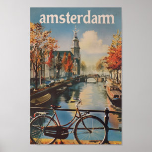 Poster Amsterdam Pays-Bas célèbre Vintage voyage Place