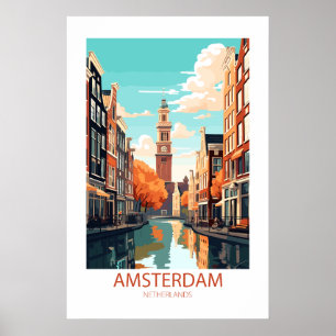 Poster Amsterdam Pays-Bas célèbres lieux de voyage