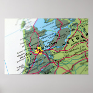 Poster Amsterdam, Pays-Bas Map