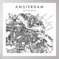 Amsterdam Pays-Bas minimal Modern Street Map