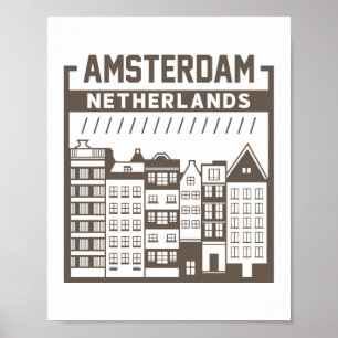 Poster Amsterdam Pays-Bas Paysage Urbain Vintage