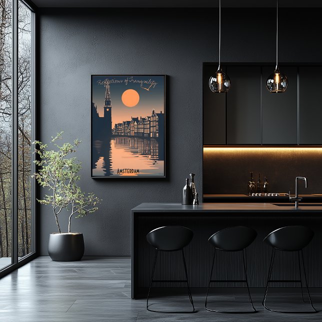 Poster Amsterdam Sunset - Réflexions sur le canal Silhoue (Créateur téléchargé)