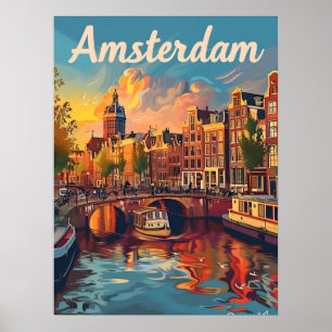 Poster Amsterdam Sunset Serenity : Canal Cruise
