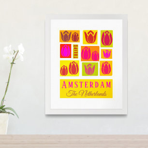 Poster Amsterdam Tulips Pays-Bas Holland