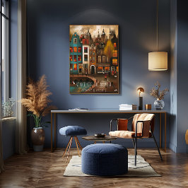 Poster Amsterdam: Venice of the North - Whimsical Art