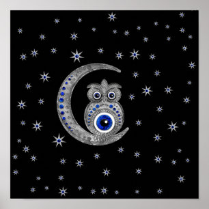 Poster Amulet des yeux du mal - Chouette sur la lune