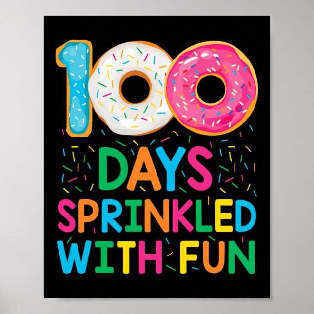 Poster Amusant 100 jours saupoudrés avec l'école de Donut (Devant)