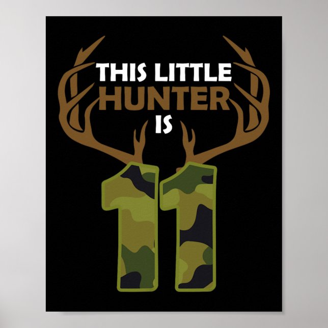 Poster Amusant 11e anniversaire 11 ans Deer Hunter Cadeau (Devant)
