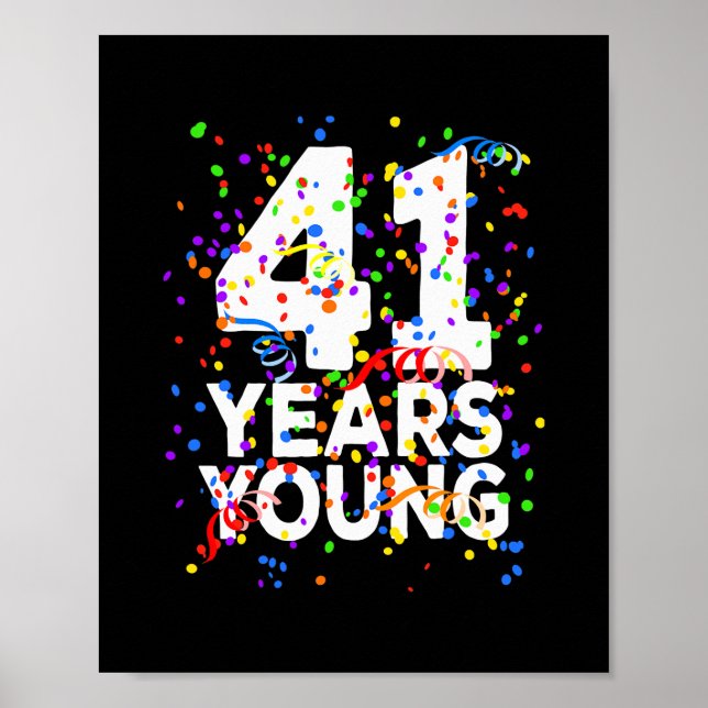 Poster Amusant 41 Ans Jeune Joyeux 41E Anniversaire Pour  (Devant)