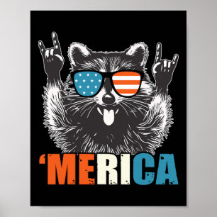 Poster Amusant 4 juillet America Party Dans Le Raccoon Am