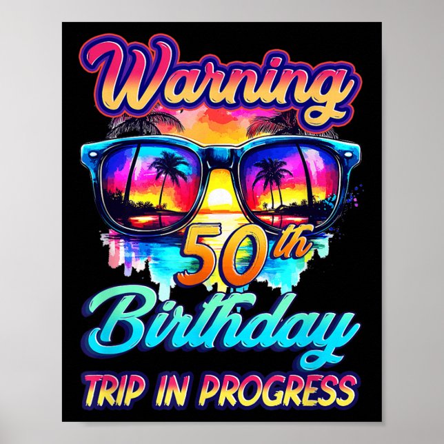 Poster Amusant 50 Ans Avertissement 50ème Anniversaire Vo (Devant)