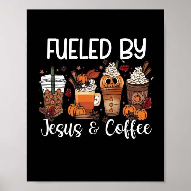 Poster Amusant Alimenté Par Café Jésus Louvain À Caféine  (Devant)