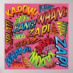 Poster Amusant Art Pop Livre de Bande Dessinée Rétro Sons