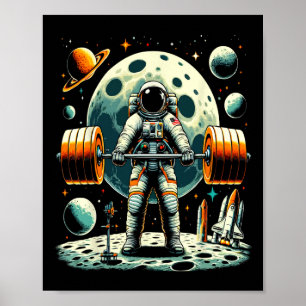 Poster Amusant Astronaut Spaceman Poids Fitness Gym