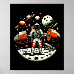 Poster Amusant Astronaut Spaceman Poids Fitness Gym