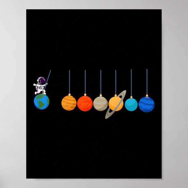 Poster Amusant astronaute planètes de neige Mens de scien (Devant)