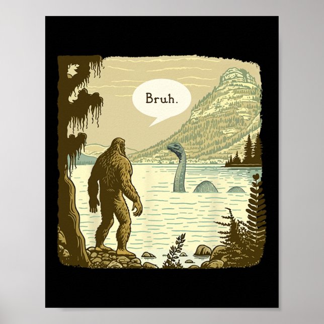 Poster Amusant Bigfoot Sasquatch Loch Ness Monster Introd (Devant)