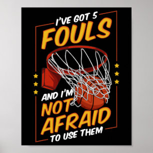 Poster Amusant Bysketbyll Joueur 5 Fouls Défense Sortir
