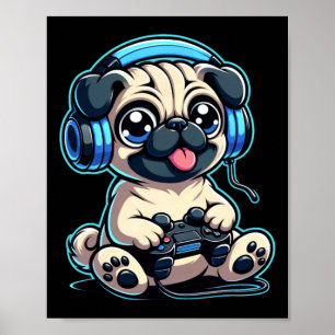 Poster Amusant Carlin Joueur Chien Jeu Carlin Carlins Vid