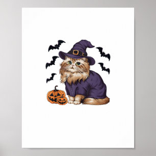 Poster Amusant Citrouille Chat Sorcière Costume Perse Cha