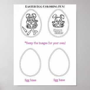 Poster Amusant coloriage des oeufs de Pâques !