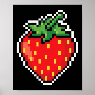 Poster Amusant Costume d'Halloween Pixel fraise 80s