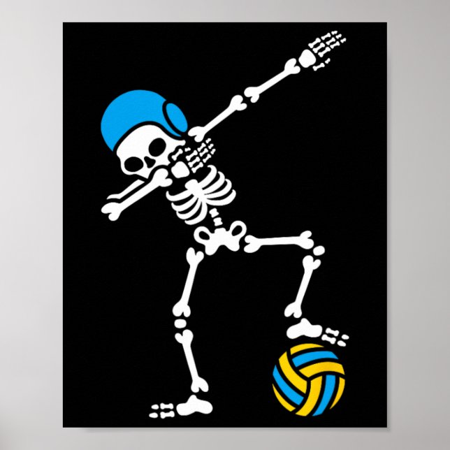 Poster Amusant Dab squelette Dabbing Water polo Halloween (Devant)