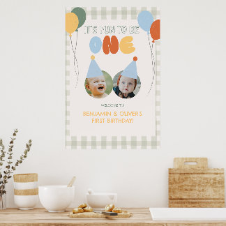 Poster Amusant d'être UN Gingham Vert Bienvenue pour le 1