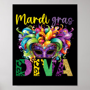 Poster Amusant Et Festif Mardi Gras Diva Conception Attir